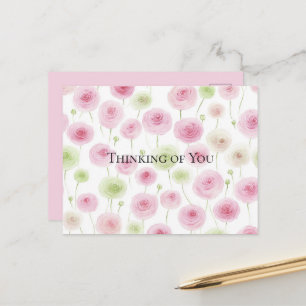 Roze Mint Bloemige Ranunculus   Briefkaart