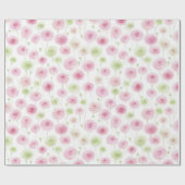 Roze Mint Bloemige Ranunculus Verjaardag Cadeaupapier (Vlak)