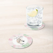 Roze Mint Bloemige Witte Paard Verjaardag Ronde Kartonnen Onderzetter (Insitu)