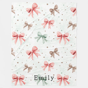 Roze Mint Crème Stippen & Strikken Kerst Fleece Deken