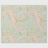 Roze Mint en Gold Marbling Cadeaupapier (Vlak)