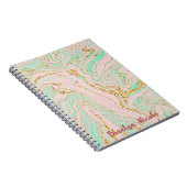 Roze Mint en Gold Marbling Notitieboek (Rechterzijde)