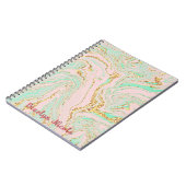 Roze Mint en Gold Marbling Notitieboek (Linkerzijde)