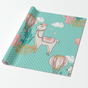 Roze, Mint en Gouden Glitter Woestijn Steampunk La Cadeaupapier
