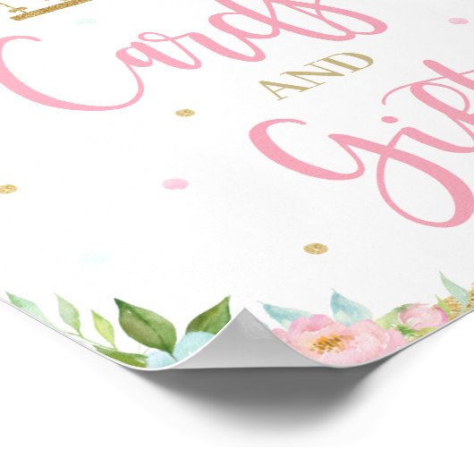 Roze Mint Floral Carousel Birthday Cards en Gifts Poster (Hoek)