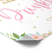 Roze Mint Floral Carousel Birthday Shower Drinken Poster (Hoek)