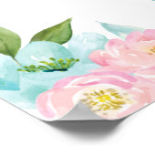 Roze Mint Floral Carrousel 1e verjaardag Poster (Hoek)