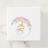 Roze Mint Floral Carrousel Birthday Hartelijk dank Bedankjes Labels (In situ)