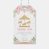 Roze Mint Floral Carrousel Birthday Hartelijk dank Cadeaulabel (Voorkant)