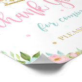Roze Mint Floral Carrousel Birthday Hartelijk dank Poster (Hoek)