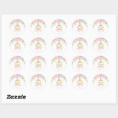 Roze Mint Floral Carrousel Birthday Hartelijk dank Ronde Sticker (Vel)