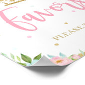 Roze Mint Floral Carrousel Birthday Shower Favors Poster (Hoek)