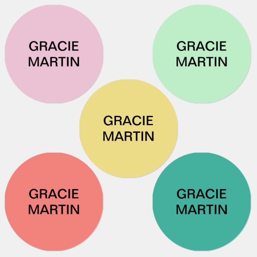 Roze Mint Geel Teal Koraal Rond Zelfklevende Naam Labels (Groep)