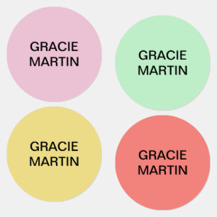 Roze Mint Gele Kinderen Ronde IJzer Op Naam Labels