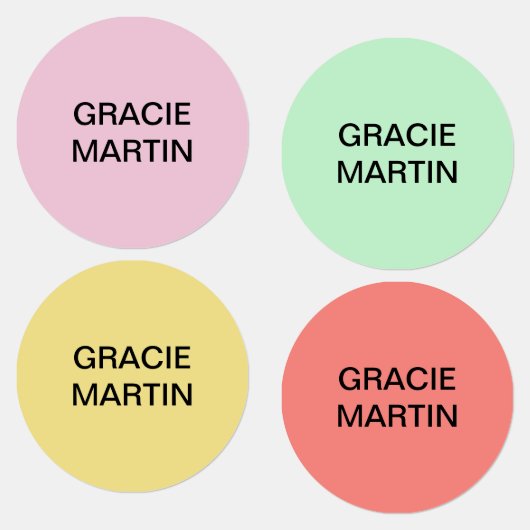 Roze Mint Gele Kinderen Ronde Strijk Naam Labels (Groep)
