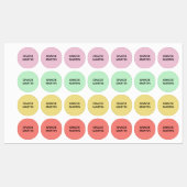 Roze Mint Gele Kinderen Ronde Strijk Naam Labels (Vel)
