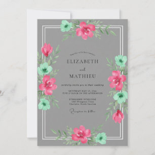 Roze Mint Geschilderde Bruiloft Kaart