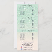 Roze Mint Glitter Ombre Logo Salon Prijslijst (Achterkant)