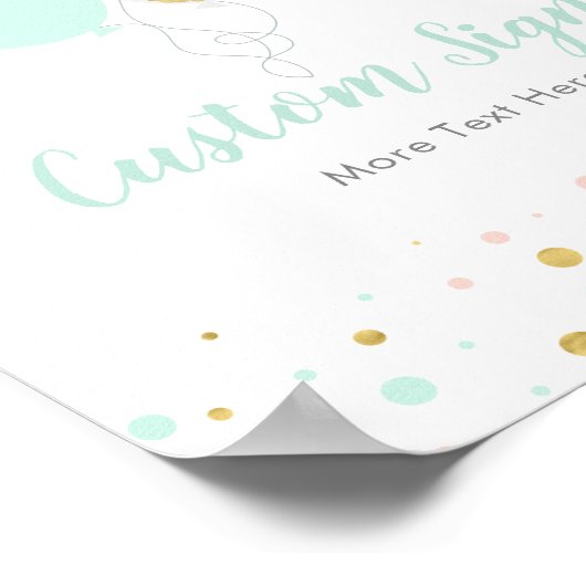 Roze, Mint & Gold Baby shower - Aangepast teken Poster (Hoek)