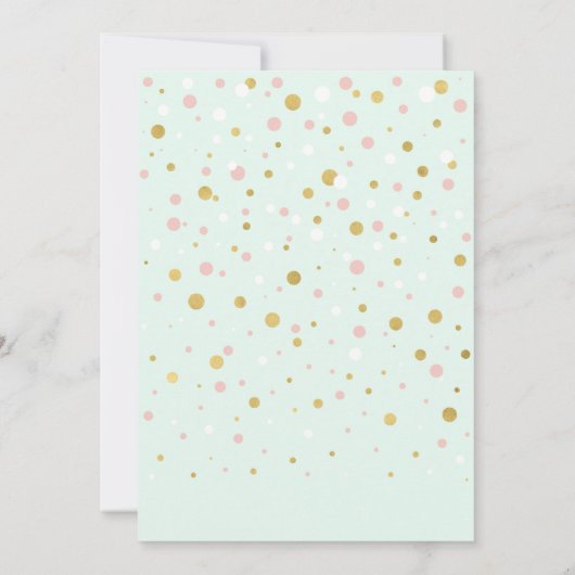 Roze, Mint & Gold Balloons 1e Girl Birthday Party Kaart (Achterkant)