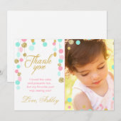 Roze Mint Gold Glitter Birthday Hartelijk dank Bedankkaart (Voorkant / Achterkant)