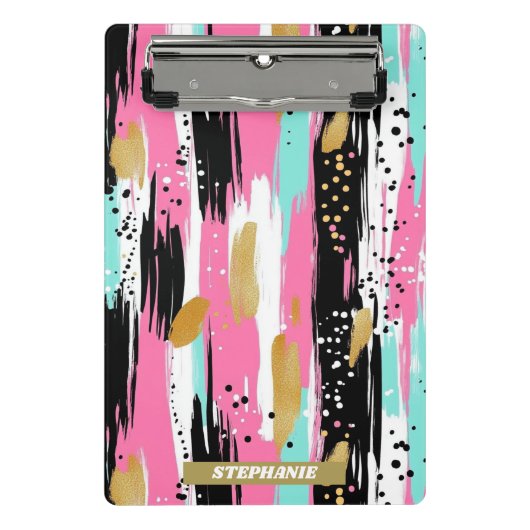 Roze Mint Goud Luxe Abstract Mini Klembord (Voorkant)