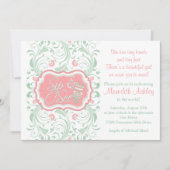 Roze Mint Green Floral Sip N Zie Baby shower Kaart (Voorkant)