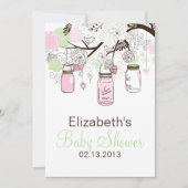 Roze Mint Green Mason Jars Baby shower Uitnodiging (Voorkant)