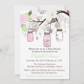 Roze Mint Green Mason Jars Baby shower Uitnodiging (Achterkant)