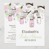 Roze Mint Green Mason Jars Baby shower Uitnodiging (Voorkant / Achterkant)