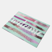 Roze Mint Green Nail Poolse glitterpenseelstreken Deurmat (Schuin)