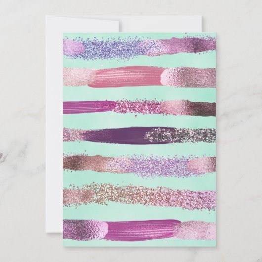Roze Mint Green Nail Poolse glitterpenseelstreken Kaart (Achterkant)