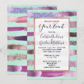 Roze Mint Green Nail Poolse glitterpenseelstreken Kaart (Voorkant / Achterkant)