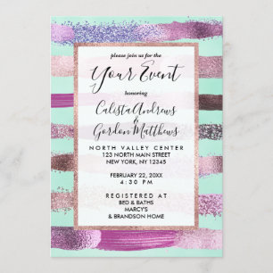 Roze Mint Green Nail Poolse glitterpenseelstreken Kaart