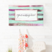 Roze Mint Green Nail Poolse glitterpenseelstreken Spandoek (Insitu)