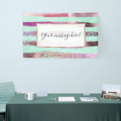 Roze Mint Green Nail Poolse glitterpenseelstreken Spandoek (Beurs)