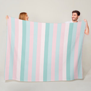 Roze Mint Green Stripes Moderne Decoratieve Sjablo Fleece Deken