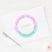 Roze & Mint-groen Faux Bokeh Glitter Ronde Sticker (Envelop)