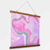 Roze, mint groen, Paars, witte marmer Hangend Wandkleed (Gebogen)