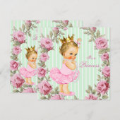 Roze Mint Groen Roos Ballerina Baby shower Kaart (Voorkant / Achterkant)