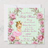 Roze Mint Groen Roos Ballerina Baby shower Kaart (Achterkant)