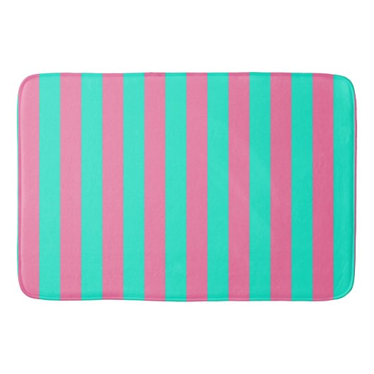 Roze Mint Groen Strepen Design Badmat (Voorkant)