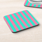Roze Mint Groen Strepen Design  Bier Onderzetter (Linkerzijde)