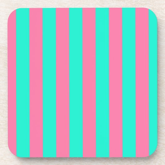 Roze Mint Groen Strepen Design  Bier Onderzetter (Voorkant)