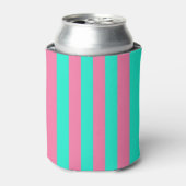 Roze Mint Groen Strepen Design Blikjeskoeler (Blikje Voorkant)