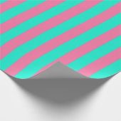 Roze Mint Groen Strepen Design Cadeaupapier (Hoek)
