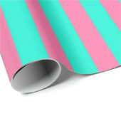 Roze Mint Groen Strepen Design Cadeaupapier (Rol Hoek)