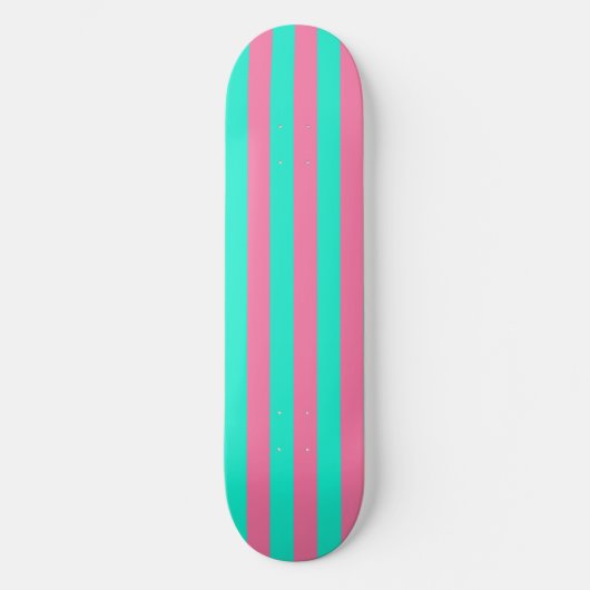 Roze Mint Groen Strepen Design Persoonlijk Skateboard (Voorkant)