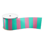 Roze Mint Groen Strepen Design  Satijnen Lint (Spoel)