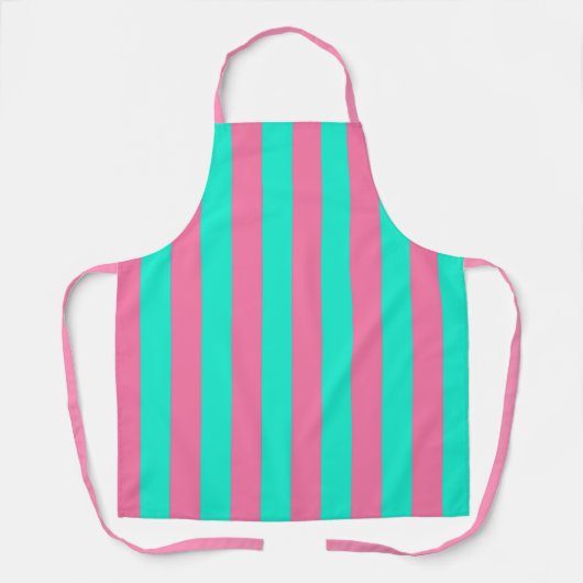 Roze Mint Groen Strepen Design  Schort (Voorkant)